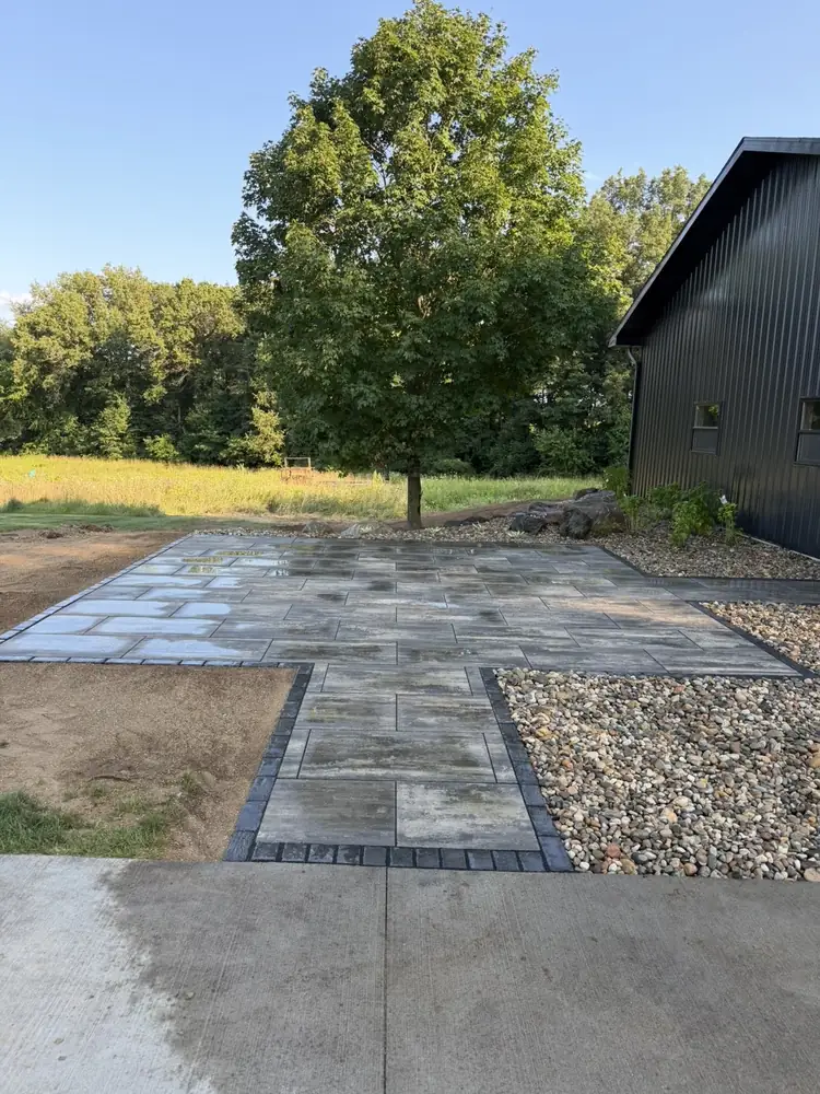 Pole barn hangout patio installation view 4