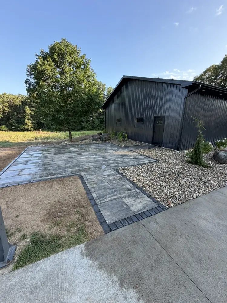 Pole barn hangout patio installation view 5