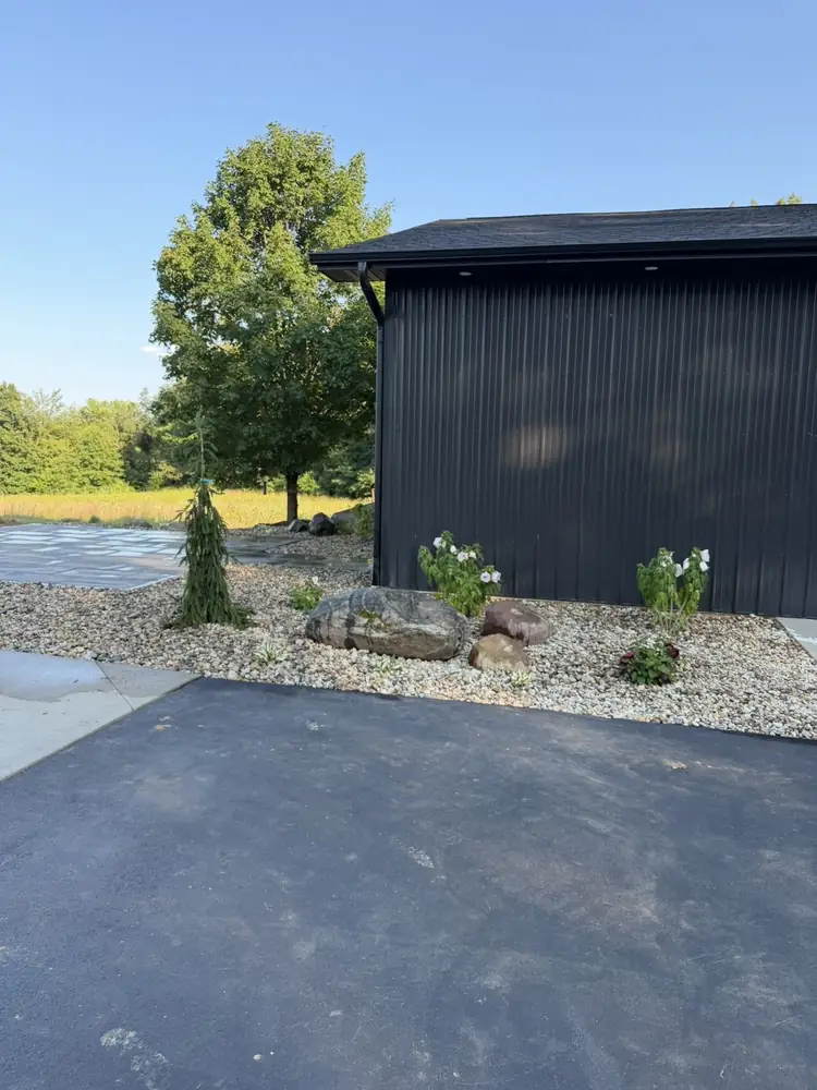 Pole barn hangout patio installation view 6