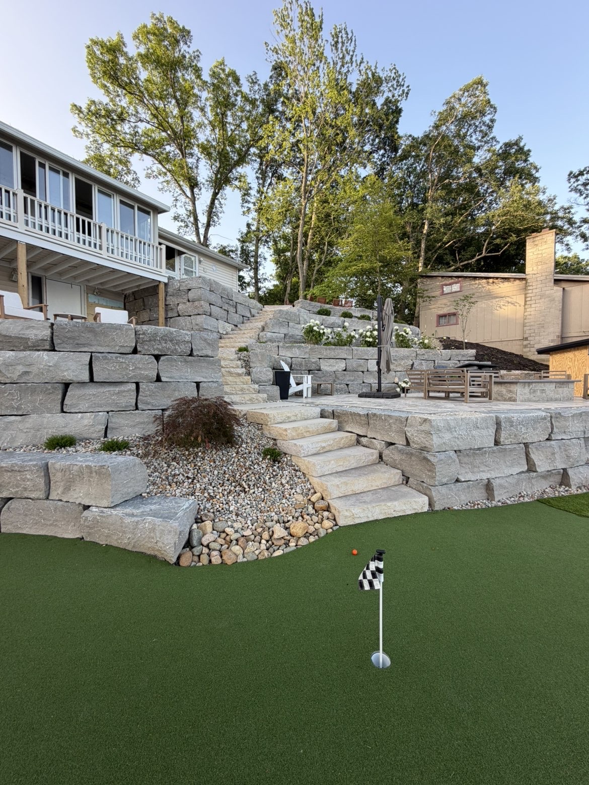 Lakeside retaining wall structural construction overview in Marshall, MI