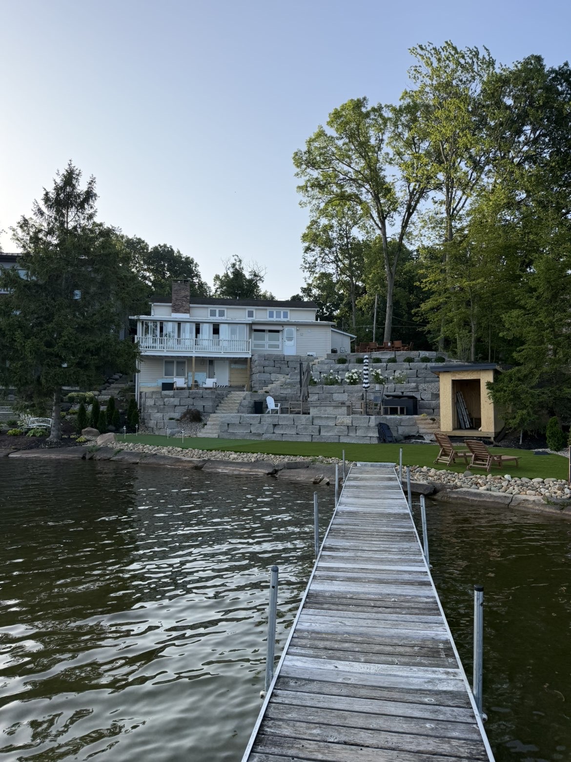 Lakeside outdoor living space view looking toward the water