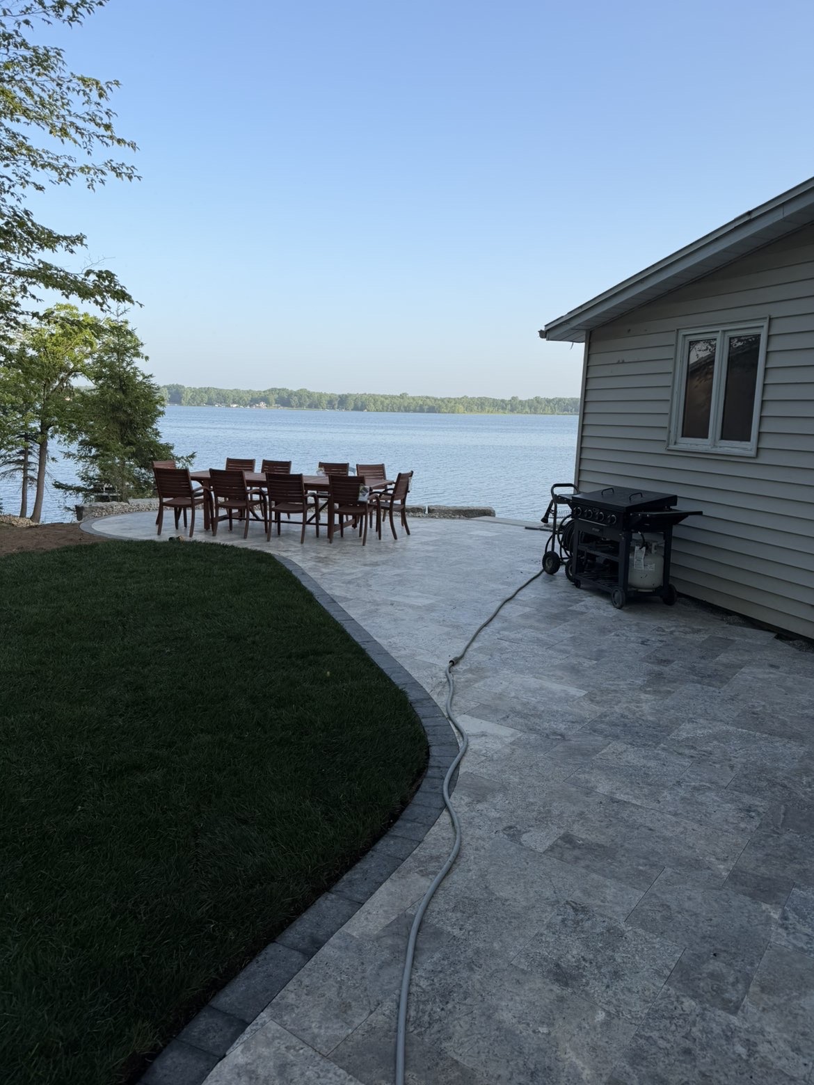 Patio edge detail and integrated stone steps
