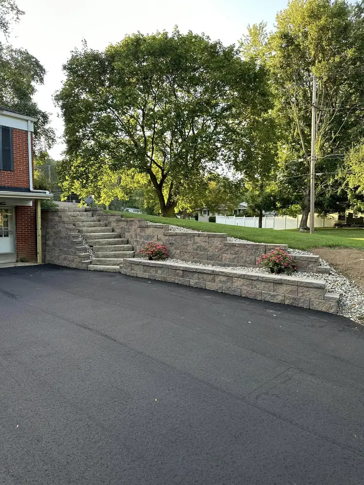 Heavy-duty block retaining wall build for grade control