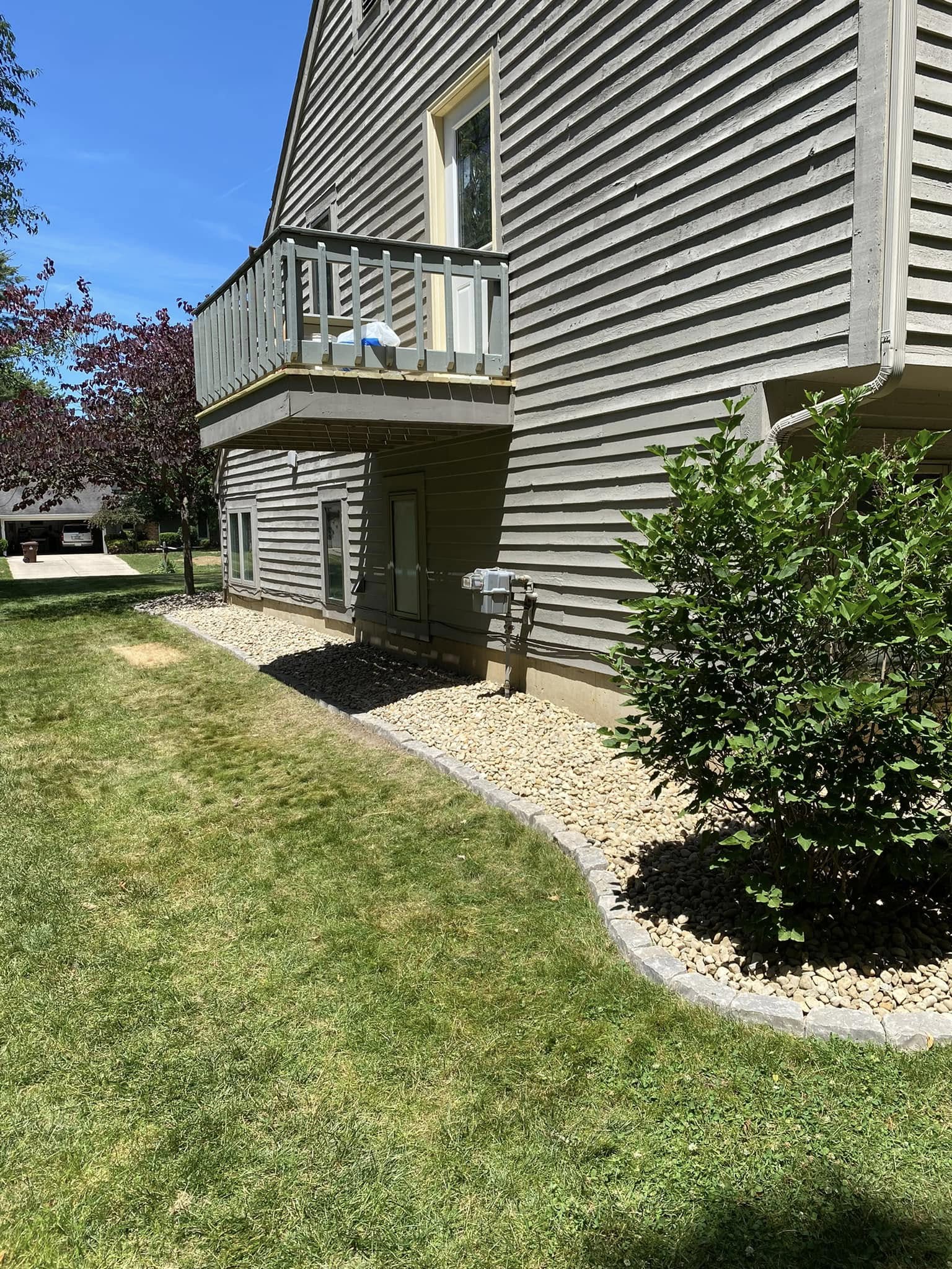 Completed residential landscaping project front yard view