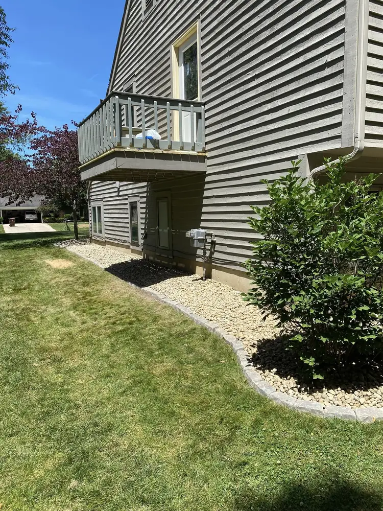Completed residential landscaping project front yard view