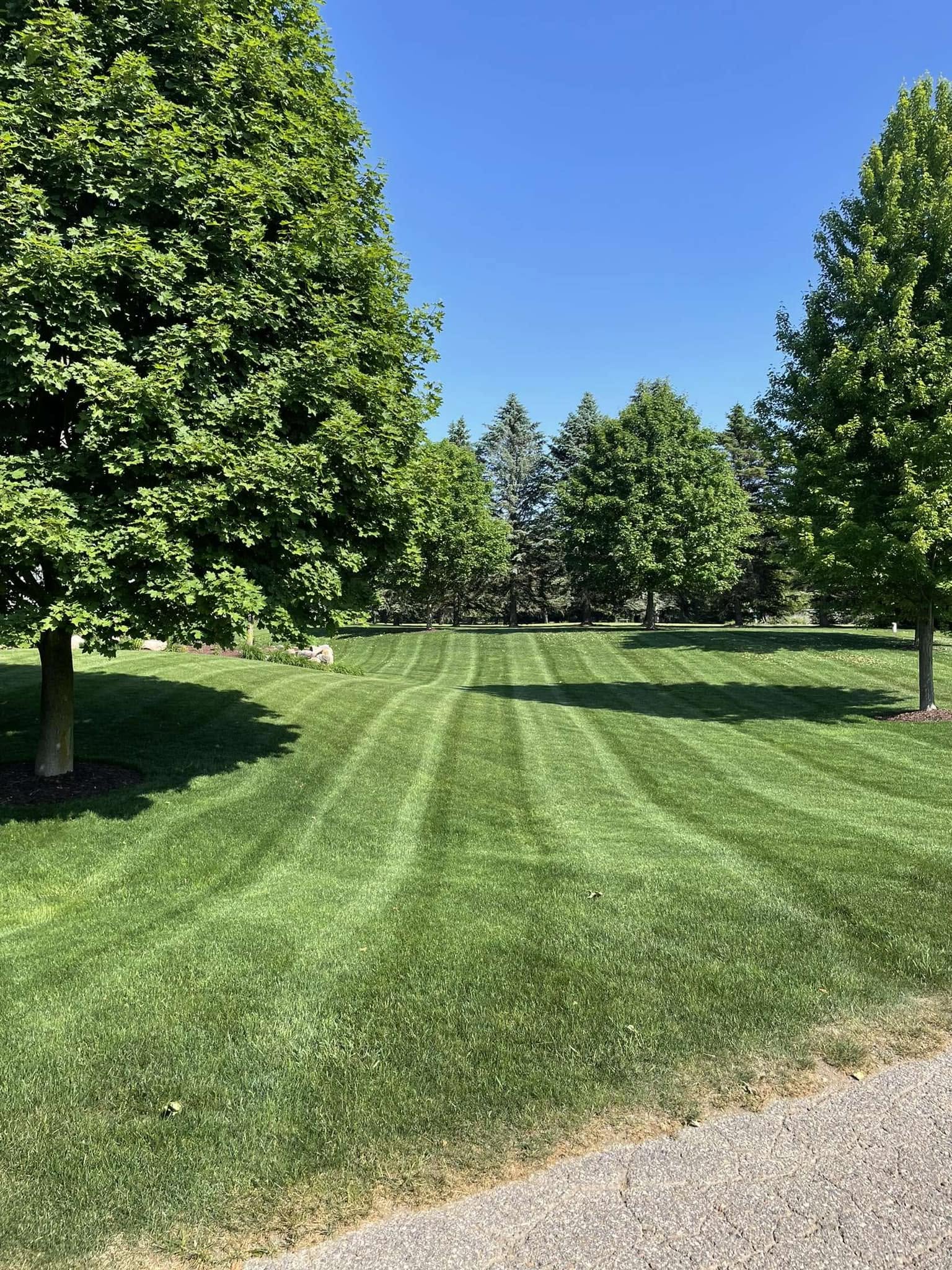 Pristine striping on residential lawn maintenance in Marshall, MI